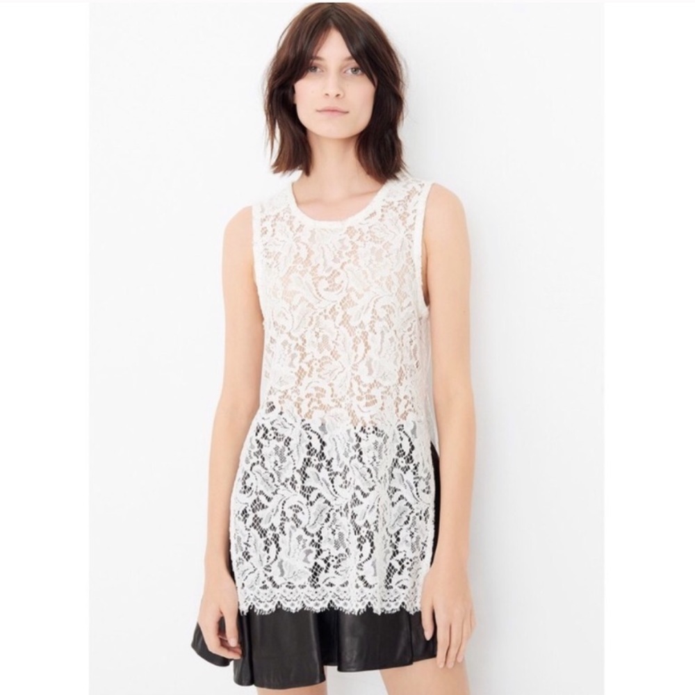 IRO Helena Cream Sleeveless Lace Tunic Top 38